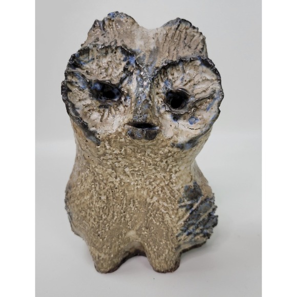Vintage Stoneware Art Pottery Owl Sculpture Mid Century Modernist‎ Abstract 7